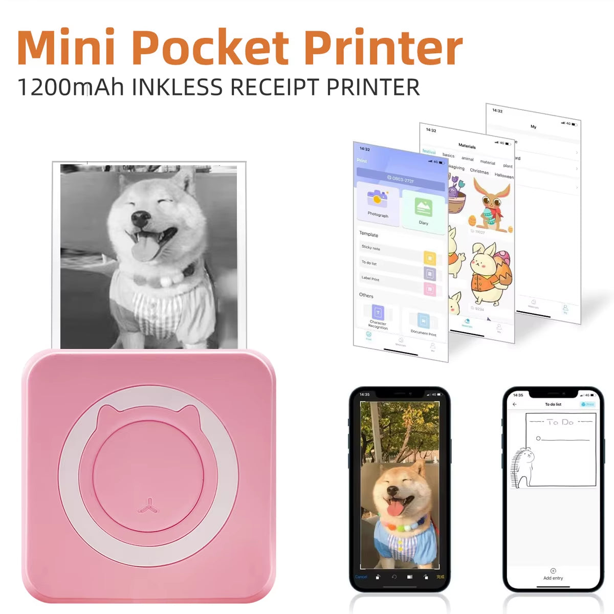 Portable Wireless Mini Thermal Printer for iOS and Android Devices