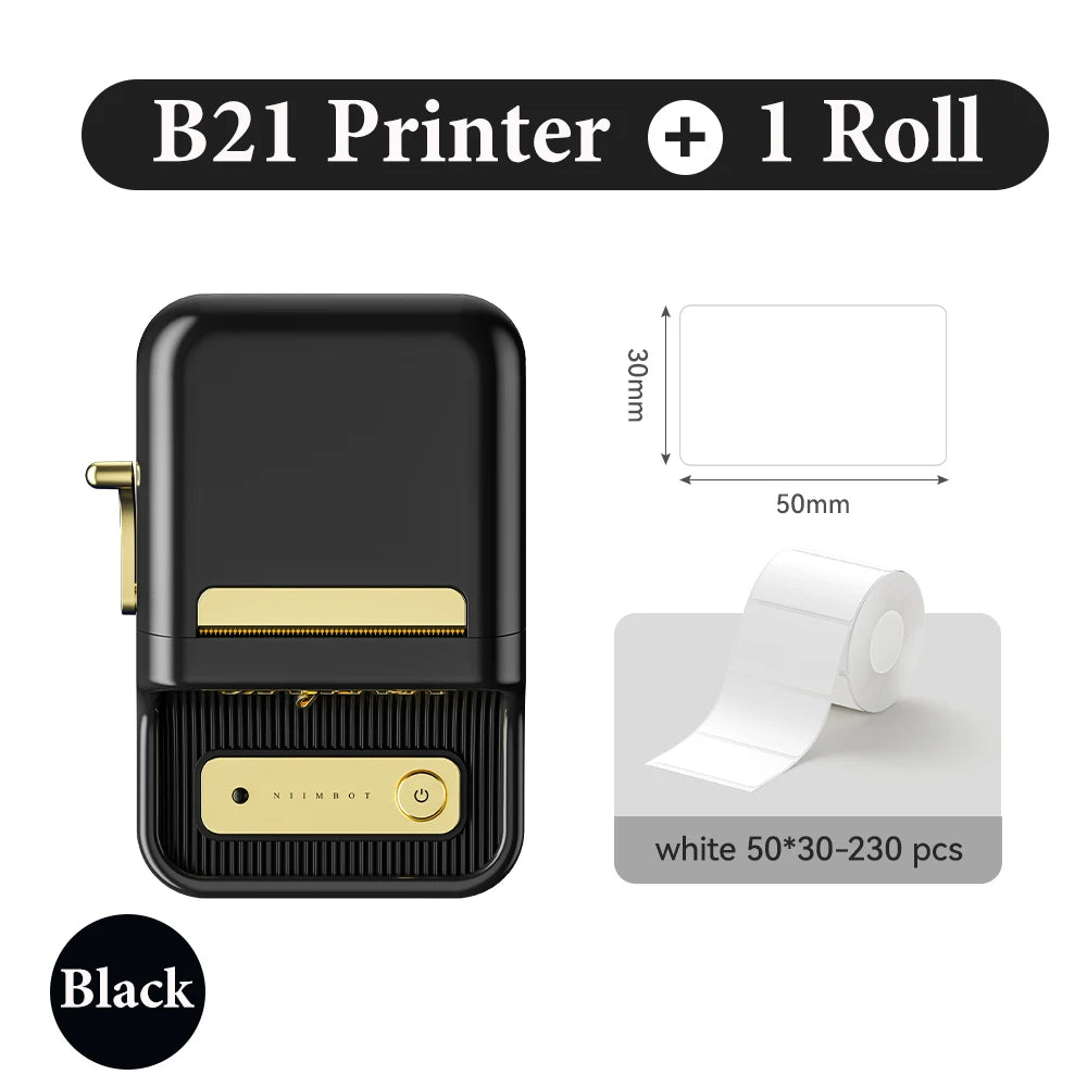 B21 Wireless Inkless Barcode Label Printer for Tag and Note Printing, Compatible with 20mm - 50mm Labels