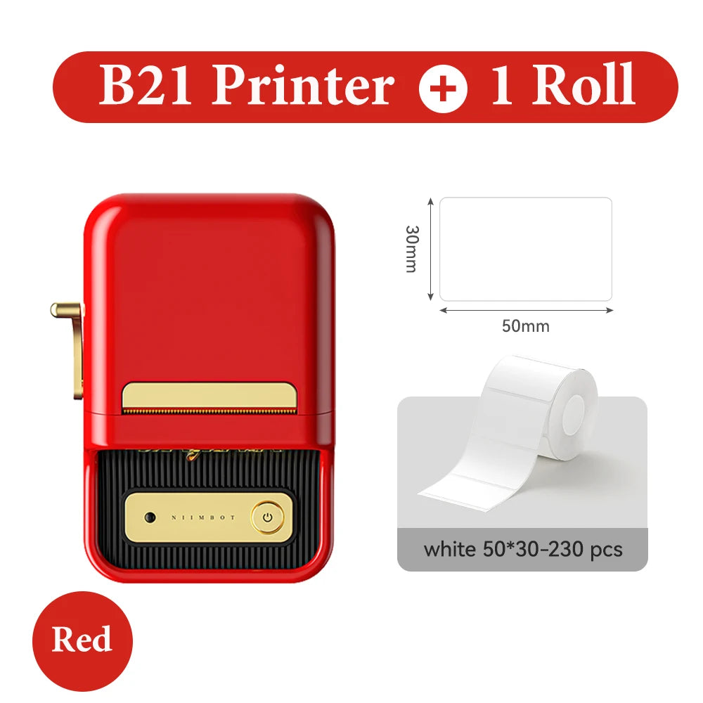 B21 Wireless Inkless Barcode Label Printer for Tag and Note Printing, Compatible with 20mm - 50mm Labels