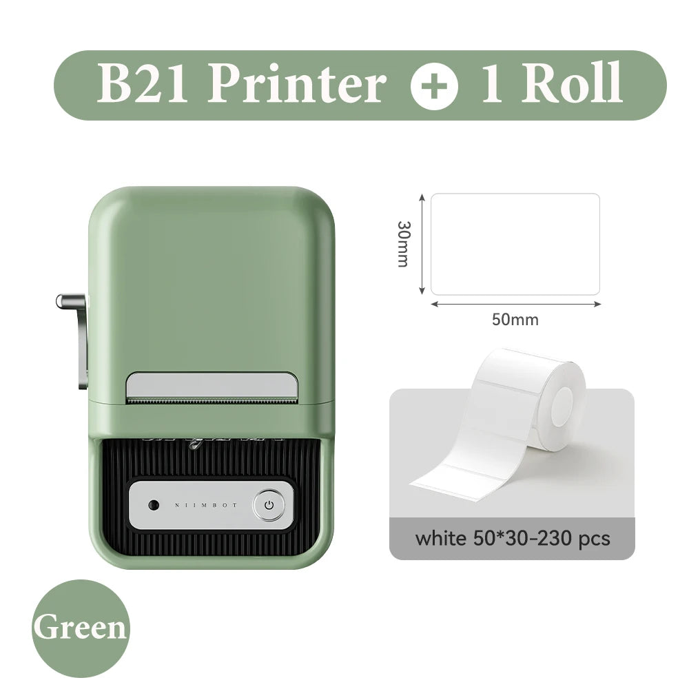 B21 Wireless Inkless Barcode Label Printer for Tag and Note Printing, Compatible with 20mm - 50mm Labels