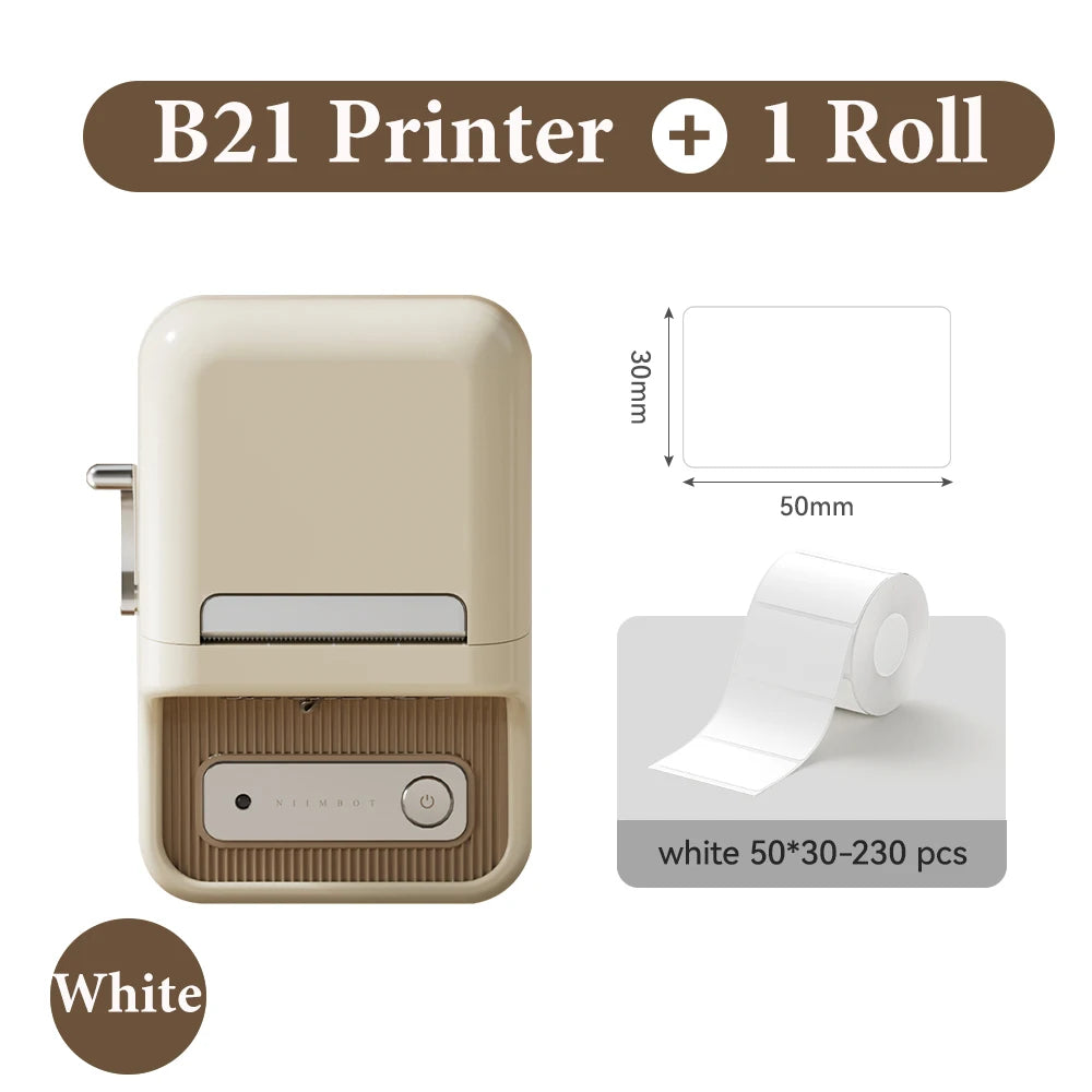 B21 Wireless Inkless Barcode Label Printer for Tag and Note Printing, Compatible with 20mm - 50mm Labels