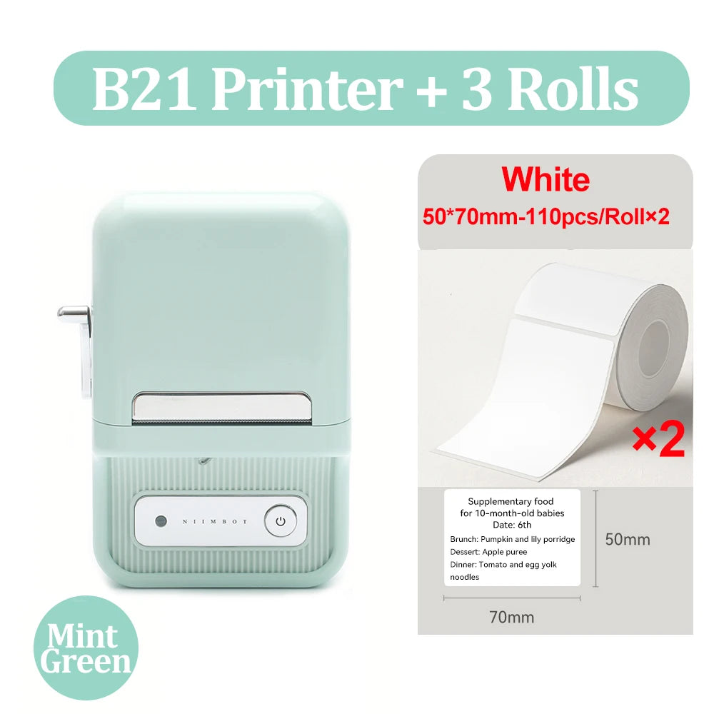 B21 Wireless Inkless Barcode Label Printer for Tag and Note Printing, Compatible with 20mm - 50mm Labels