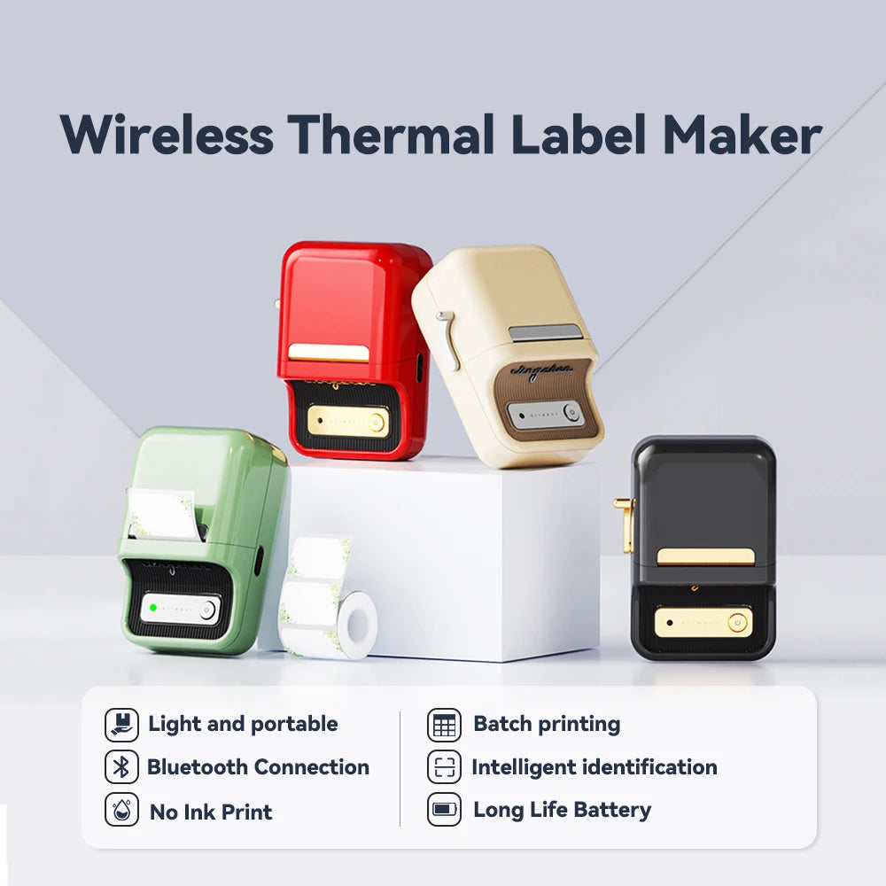 B21 Wireless Inkless Label Printer Barcode Label Printer Tag Notes Name Printing Paper Sticker Machine 20Mm - 50Mm