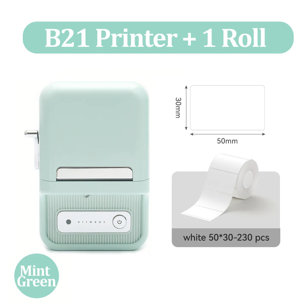 B21 Wireless Inkless Barcode Label Printer for Tag and Note Printing, Compatible with 20mm - 50mm Labels
