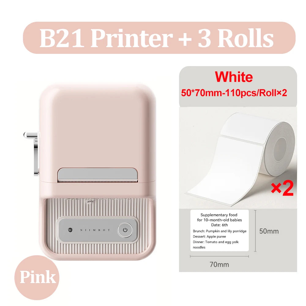B21 Wireless Inkless Barcode Label Printer for Tag and Note Printing, Compatible with 20mm - 50mm Labels