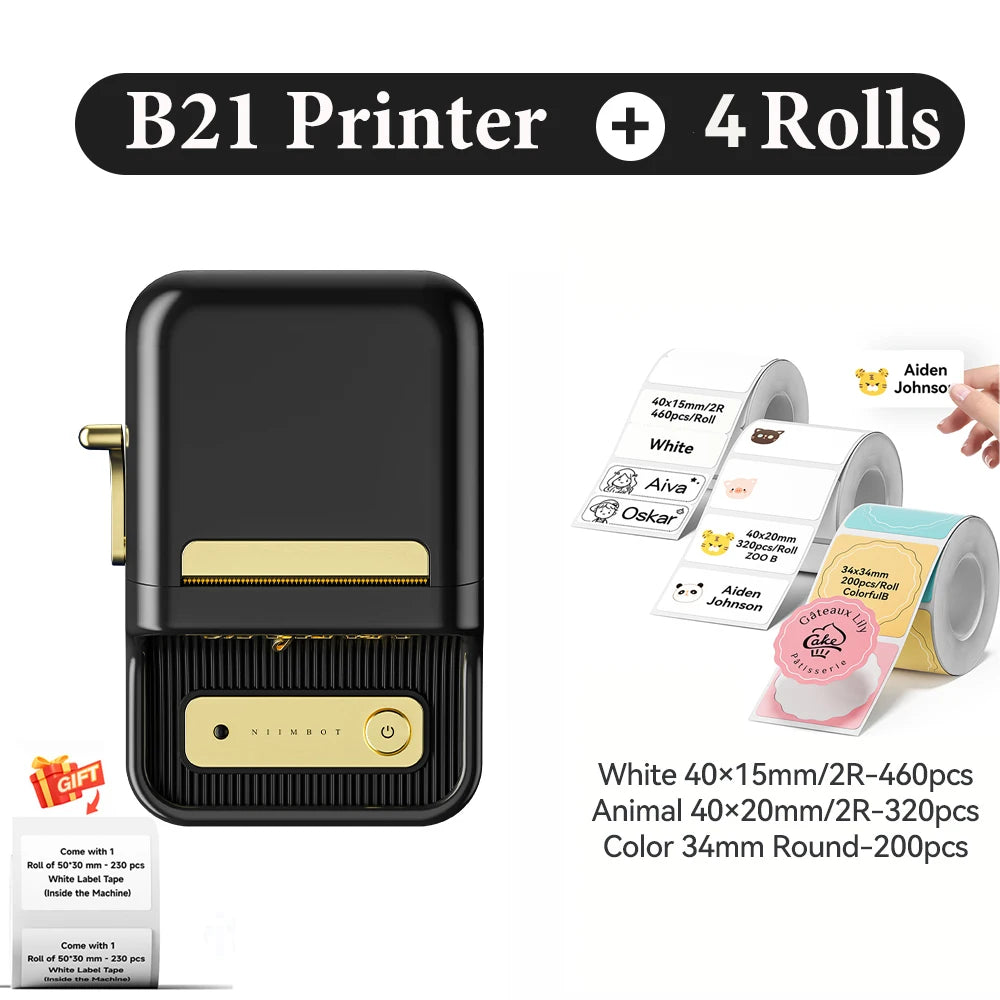B21 Wireless Inkless Barcode Label Printer for Tag and Note Printing, Compatible with 20mm - 50mm Labels