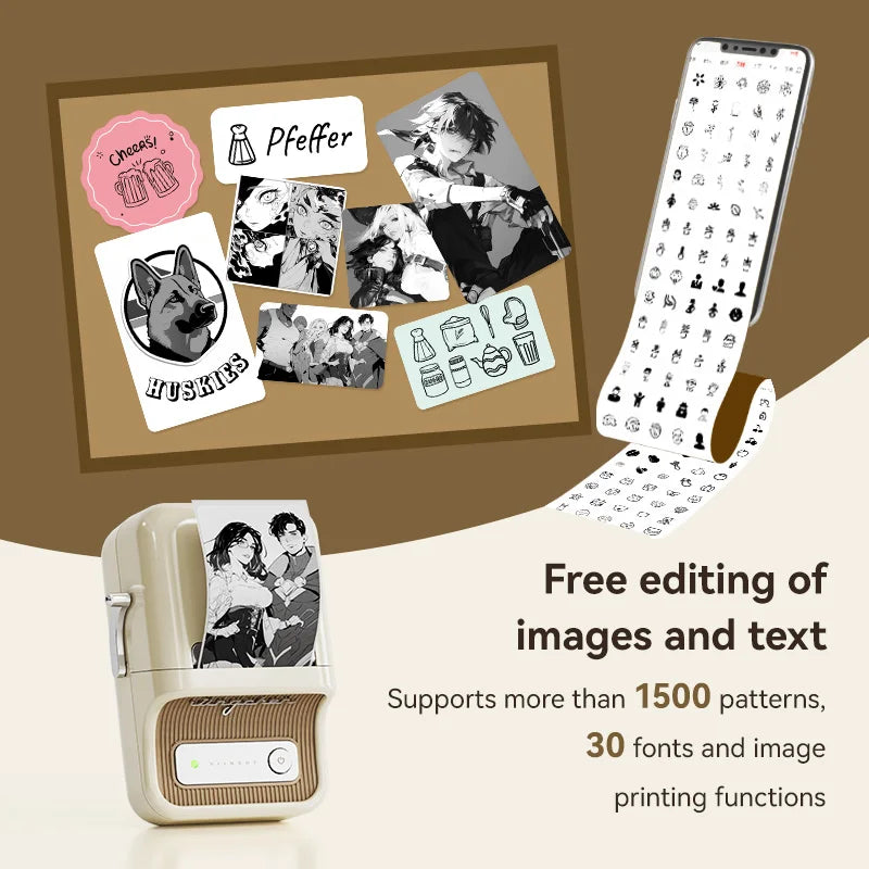 B21 Wireless Inkless Label Printer Barcode Label Printer Tag Notes Name Printing Paper Sticker Machine 20Mm - 50Mm