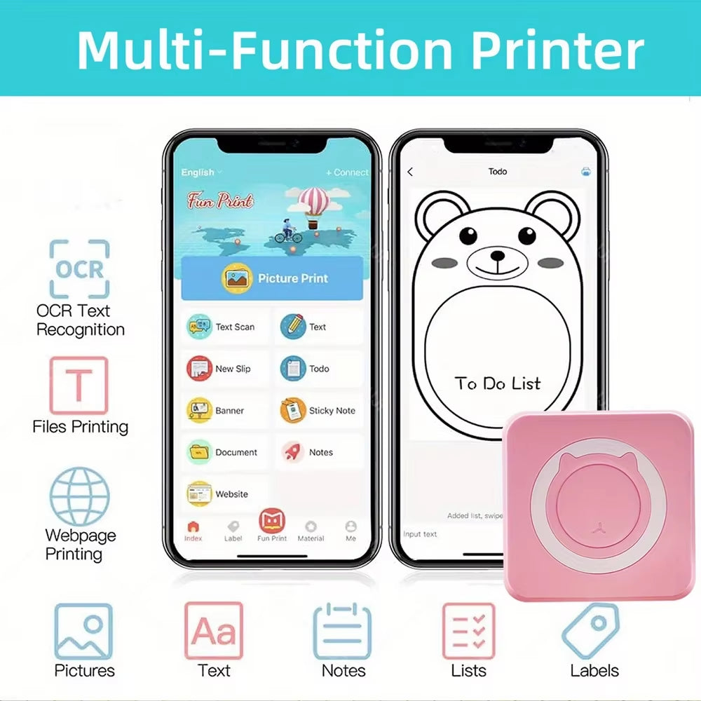 Portable Wireless Mini Thermal Printer for iOS and Android Devices