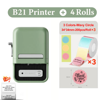 B21 Wireless Inkless Barcode Label Printer for Tag and Note Printing, Compatible with 20mm - 50mm Labels