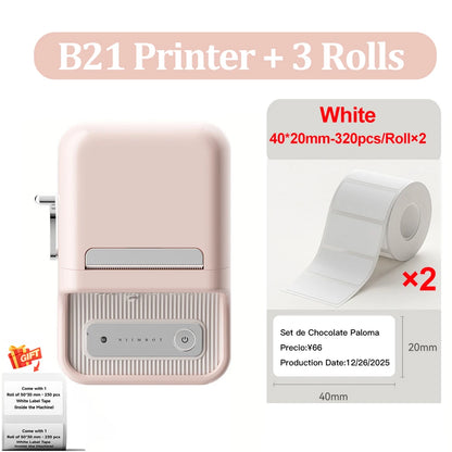 B21 Wireless Inkless Barcode Label Printer for Tag and Note Printing, Compatible with 20mm - 50mm Labels