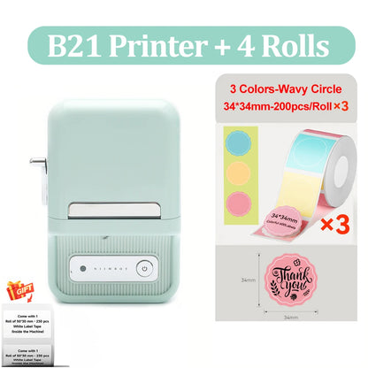 B21 Wireless Inkless Barcode Label Printer for Tag and Note Printing, Compatible with 20mm - 50mm Labels