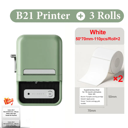 B21 Wireless Inkless Barcode Label Printer for Tag and Note Printing, Compatible with 20mm - 50mm Labels